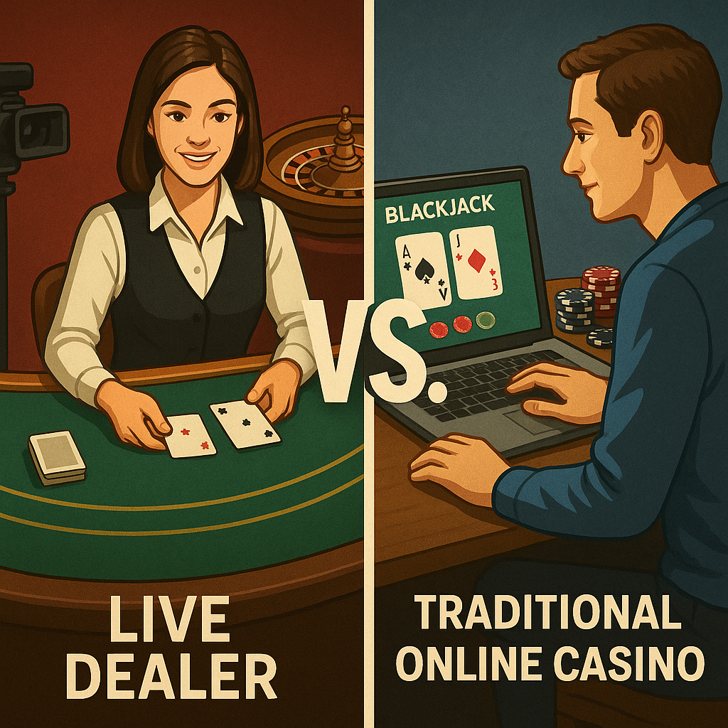Cover Image for Live Dealer vs. Traditional Online Casino Games: Pros and Cons
